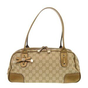GUCCI Cream Canvas Boston Bag